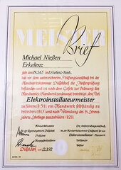 Michael Nießen, Meisterbief